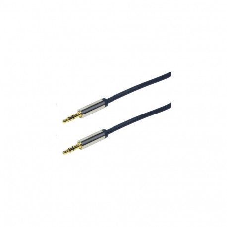 "Audio cable, 3.5 mm 3-pin/M to 3.5 mm 3-pin/M, metal, blue, 5 m"