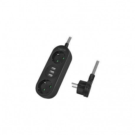 "Logilink Steckdosenleiste 2-fach,2xCEE 7/3+3xUSB-A,Textilkab"
