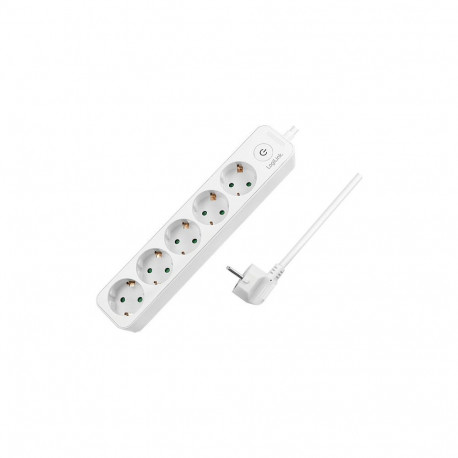 Logilink 5-kohaline pistikupesadega pikendusjuhe 5xCEE 7/3 1,5m lülitiga, valge