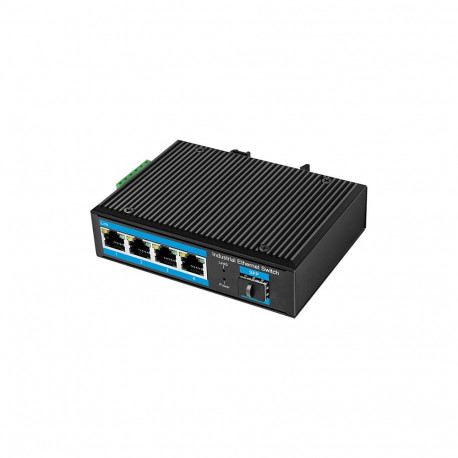 "Industrial Gigabit Ethernet Switch, 4-Port 1000 Mbps + 1 port SFP"