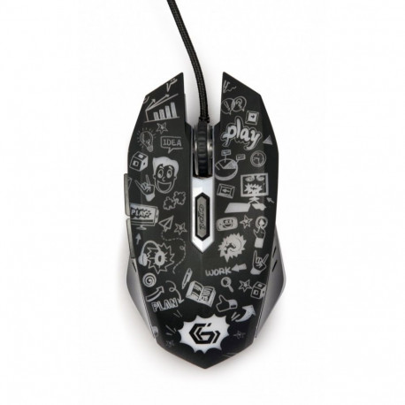 optiline hiir LED USB 1.35m 6 nuppu, must