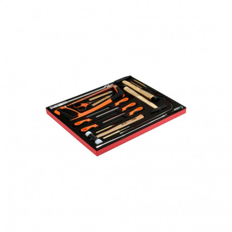 Tööriistade kmpl. 19 osa vahtaluses (haamrid, tornid, viilid, rauasaag, mutripüüdja, käärid, liigend