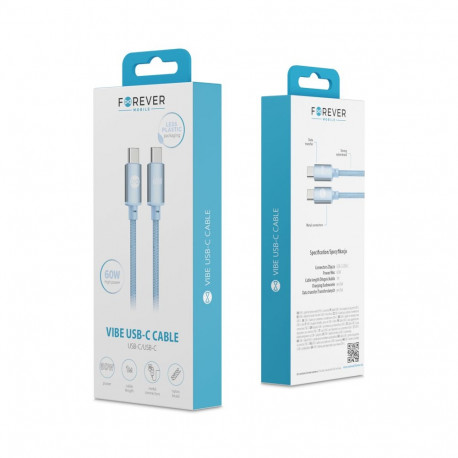 Forever Vibe cable USB-C - USB-C 1,0 m 60W sky blue