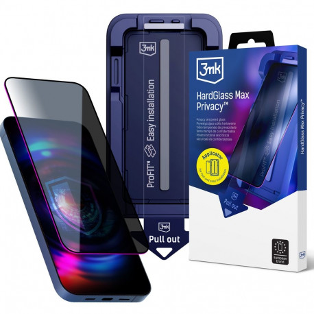 3mk Hardglass Max Privacy Tempered Glass with Applicator for iPhone 18 Pro
