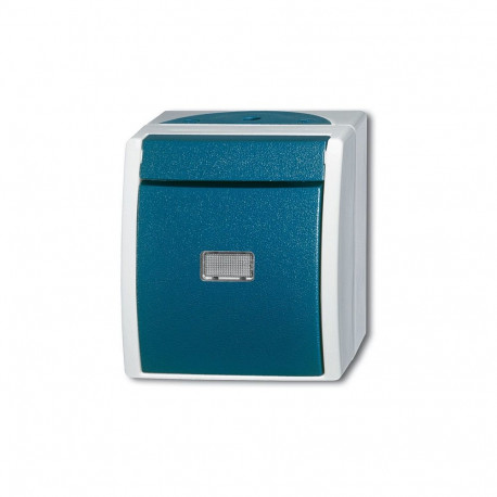 "BUSCH JAEGER 2601/6WGL-53 Wippschalter m.Beleuchtung ocean IP44 grau/blaugrün"