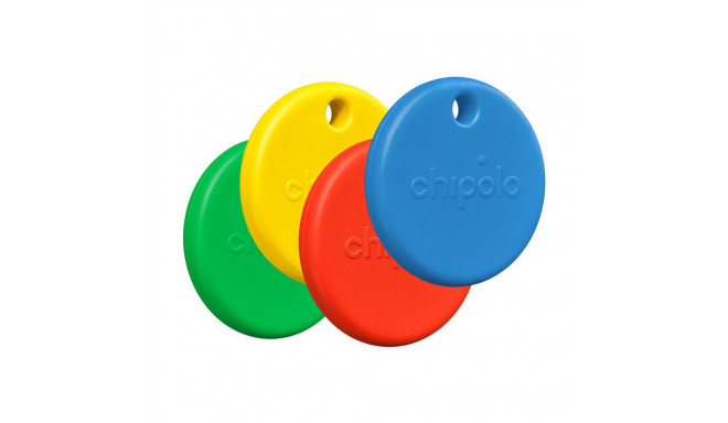 Chipolo POP – Bluetooth Tracker with Replaceable Battery for iOS & Android, 4pack -Red_Blue_Yellow_G