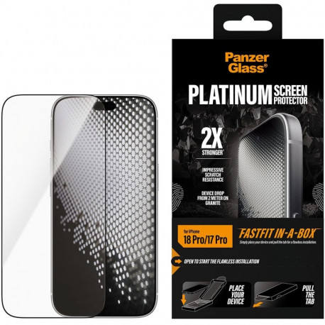 Kaitseklaas PanzerGlass iPhone 17 Pro/18 Pro Platinum Fastfit-in-a-Box