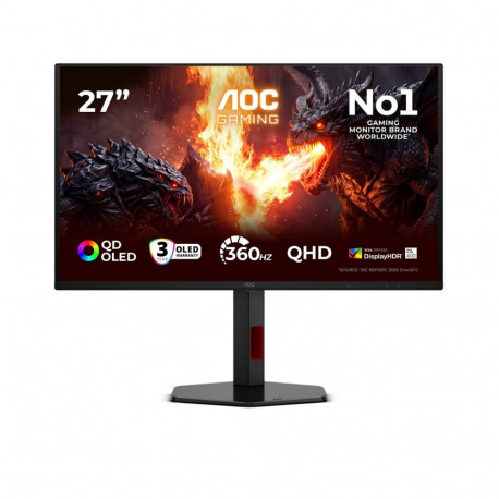 AOC arvutimonitor G4 Q27G4SDR 67.3 cm (26.5") 2560 x 1440 pixels Quad HD QD-OLED, must, punane