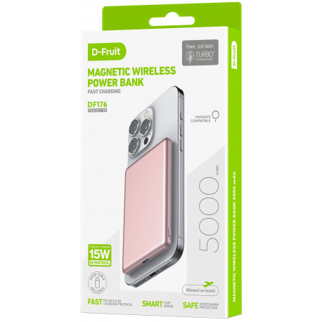 D-Fruit power bank 5000mAh Wireless DF176, pink