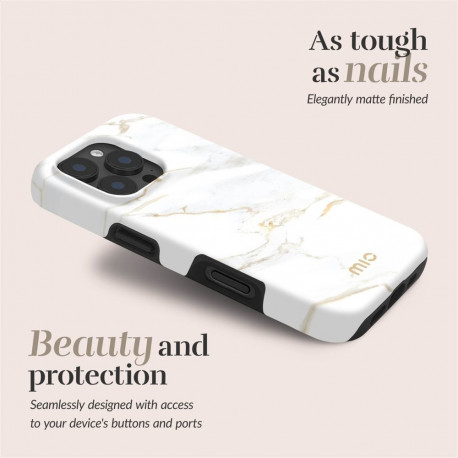 Phone Case - MIO White Marble MagSafe Case iPhone 16 Plus, Light Brown