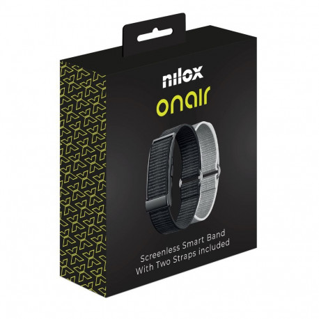 Health Tracker - Nilox ONAIR Screenless Band, Heart Rate, Blood Pressure, Black/Silver