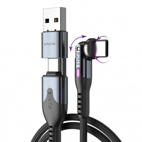 USB-C Cable - Statik PowerPivot Pro 2m USB-C to USB-C Nylon Braided Black