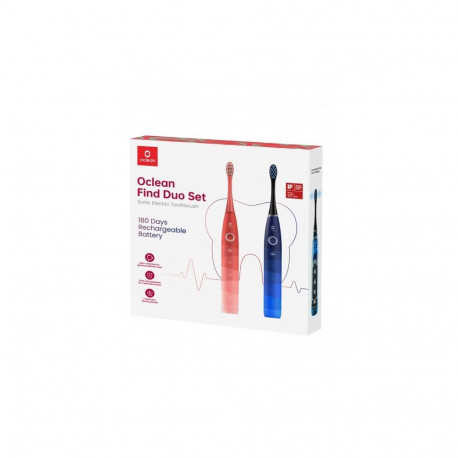 Electric Toothbrush - Oclean Find Dou Set, 76,000 Movements/Min, 180-Day Battery Life, Red/Blue
