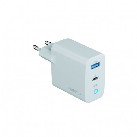 Forever Vibe-TC45AC GaN PD QC charger 1x USB-C 1x USB 45W silver