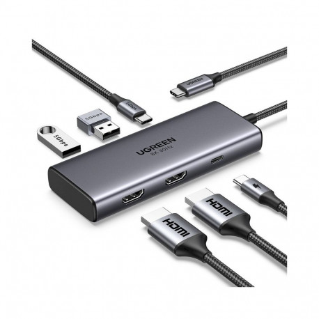 UGREEN CM498 Docking station 6in1 USB-C - USB-A 3.0, USB-C 3.0, 2xHDMI, PD