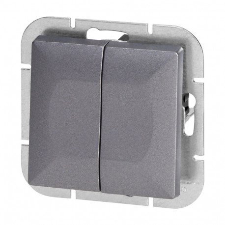 łącznik p/t świecznikowy Pearl, 10A, 250V, WP-2P, antratsiit (10 tk.)