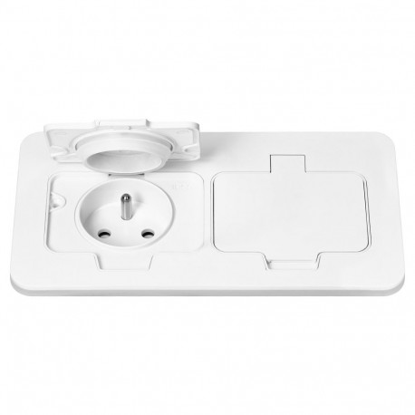 hermeetiline kahepesaline ristkülikukujuline IP55 2x2P+Z (prantsuse) valge elektripistikupesa