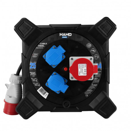 Ruudukujuline kaablirull-pikendusjuhe HAND PWR 4P+Z; 2x2p+Z; IP44; 16A; 400V; H07RN-F; 52,5; 25m; SC