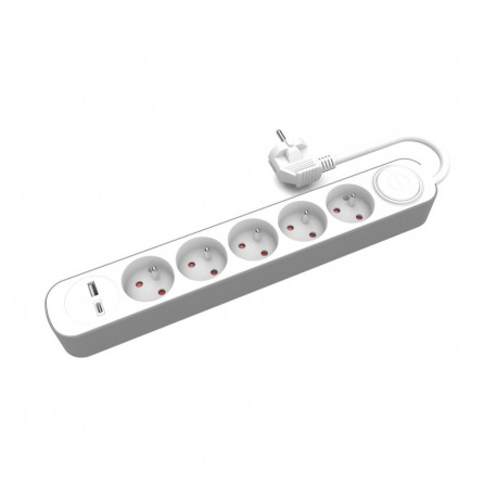 Przedłużacz 5-gniazdowy z włącznikiem i gniazdami usb-a i usb-c