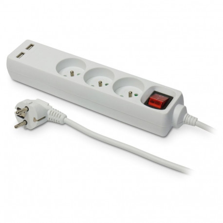 Przedłużacz stały z trzykrotnym gniazdem wtyczkowym i usb