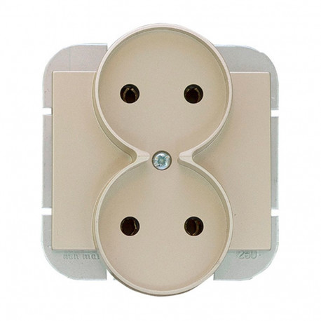 Topeltpistikupesa Onyx p/t 2x2P 16A 250V raamistikusüsteemile, satiin