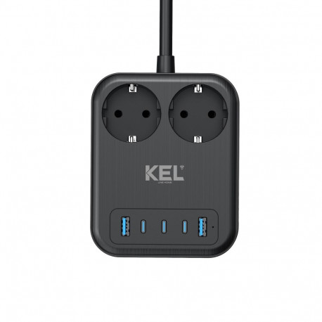 Przedłużacz usb 65w, 2x2p+z + 2xusb a, 3xusb c, 2m, schuko; kel