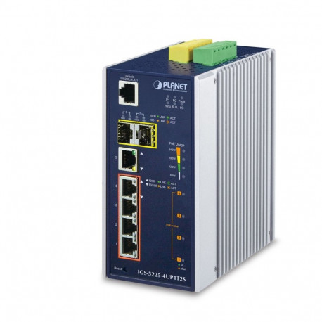 PLANET võrgulüliti IGS-5225-4UP1T2S hallatav L2+ Gigabit Ethernet (10/100/1000) Power over Ethernet 