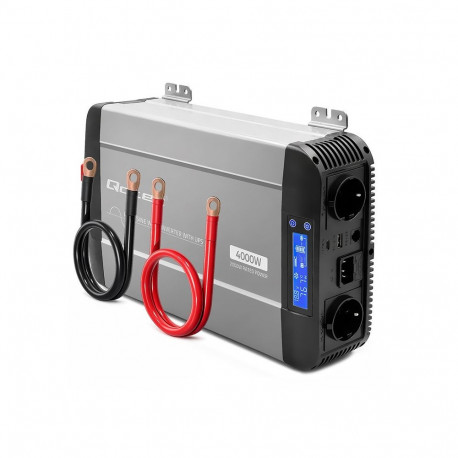 Qoltec Przetwornica napięcia Pure Sine Wave | 12V na 230V | 2000/4000W | UPS BYPASS | LCD | USB | US