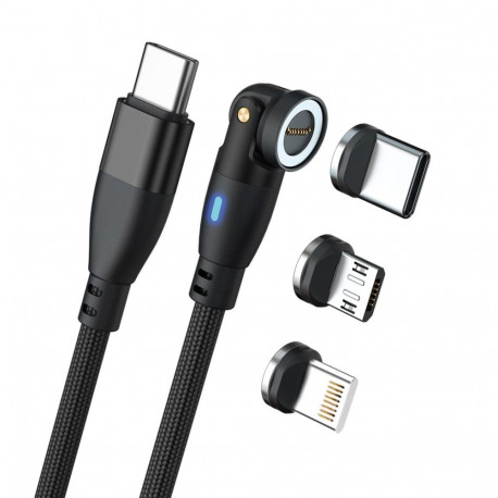 RealPower magnetiline kaabel 100W 1m adapteritega, must