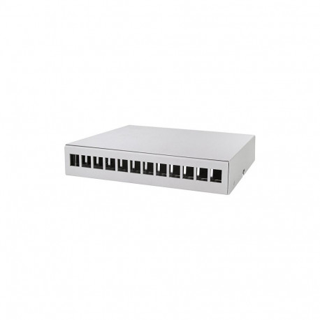 "Consolidation point box 12-port, desk/wall/rail mounting, grey"
