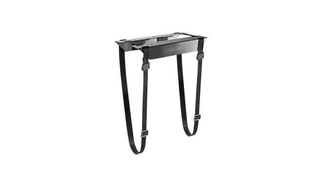 "Adjustable under desk CPU mount with strap"