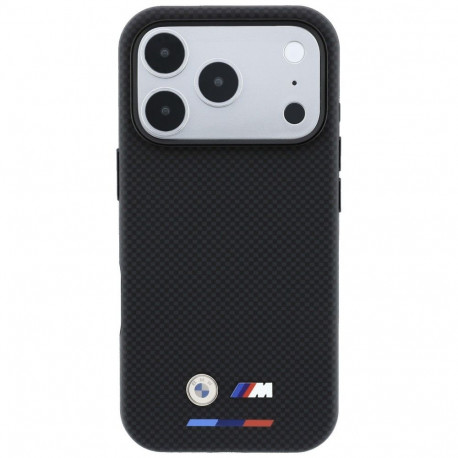 BMW M Quadrille Kevlar Tricolor & Metal Logo MagSafe Case for iPhone 17 Pro / 18 Pro - Black