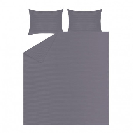 BED COV SET STRIPED SATEEN GREY 200x220