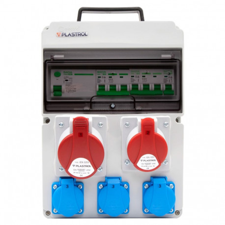 ehitusjaotuskilp CAS-SFI 32A 16A 3230 IP54 liigvoolu- ja rikkevoolukaitsega 1x32A-400V/1x16A-400V/3x