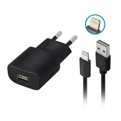 Forever ładowarka sieciowa tc-01 1x usb 2a czarna + kabel lightning