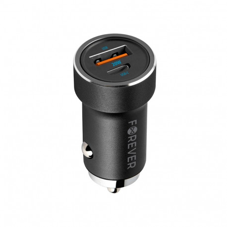 Forever ładowarka samochodowa pd qc cc-06 1x usb-c 1x usb 20w czarna