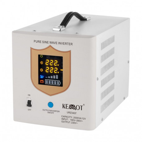 KEMOT avariitoiteallikas PROsinus-2000 – puhta siinuslainega inverter 12V laadimisfunktsiooniga, 230
