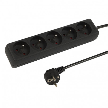 98-743# võrgupikendusjuhe pr-570p 5-pesaga maandusega 3m must 3x1,5mm