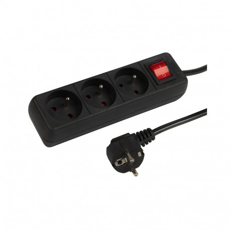 98-746# võrgupikendus pr-370wsp 3-pesaga maandusega+lüliti 3m must 3x1,5mm