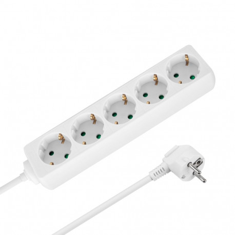 Rebel pikendusjuhe 5-pesaline 5m saksa tüüpi lülitita 3x1,5mm, valge