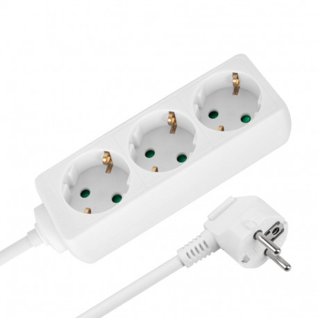 Rebel pikendusjuhe 3 pistikupesaga 5m Saksa tüüpi ilma lülitita (3x1,5mm), valge