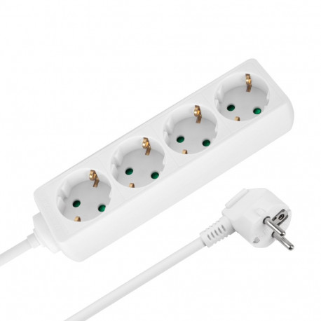 Rebel pikendusjuhe 4 pistikupesaga 5m Saksa tüüpi ilma lülitita (3x1,5mm), valge