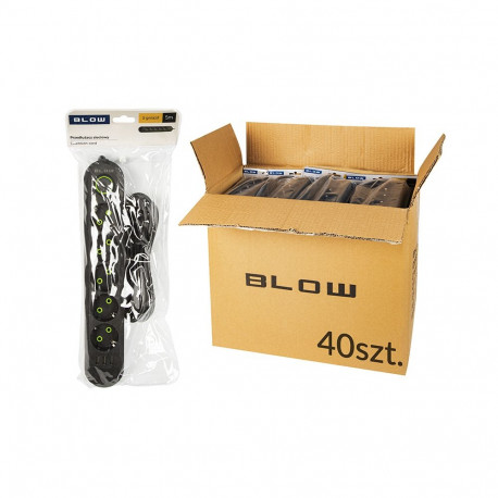 98-528# pikendusjuhe ps-550 5 pistikupesa 3xUSB 5m 3x1mm pakend (40tk), must