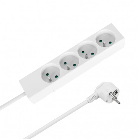Przedłużacz 4 gniazda 5m typu francuskiego bez przełącznika (3x1,5mm) Rebel biały