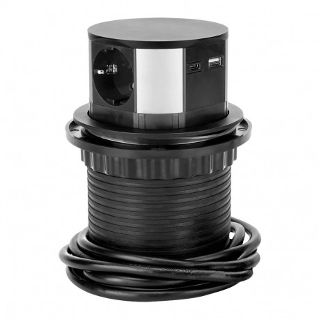 Integreeritav mööblipesa, 3 Schuko-pistikupesa, 1x USB-A-pesa, 1x USB-C-pesa