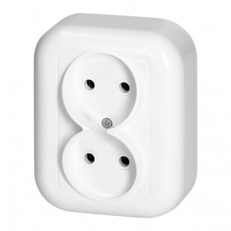 Gniazdo podwójne n/t 2x2p 16A, 250V, FAN, biały (10 tk.)