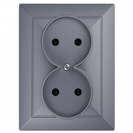 Gniazdo wtyczkowe podwójne p/t, 2x2p, 16a, 250v