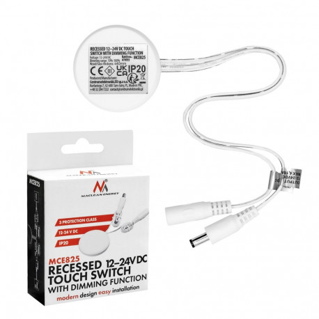 Włącznik dotykowy do zabudowy Maclean, do zabudowy 40mm, 12-24V DC, max. obciążenie 48/96W, MCE825
