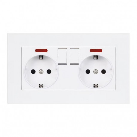 Schuko kahekordne pistikupesa 2P+Z lülitiga