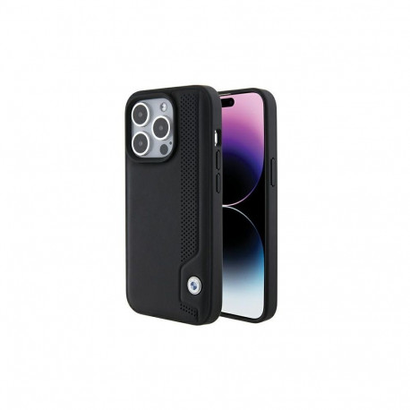 BMW BMW Leather Blue Dots iPhone 15 Pro Max Case - Black
